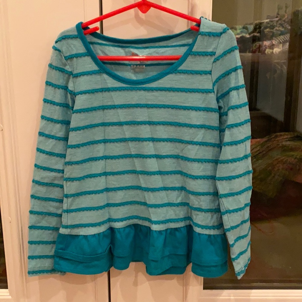 Kids 6/6x teal shirt - cute with leggings